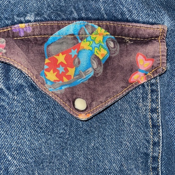 70s blue jean Pearl snap button Volkswagen bug shirt jacket - Picture 5 of 7